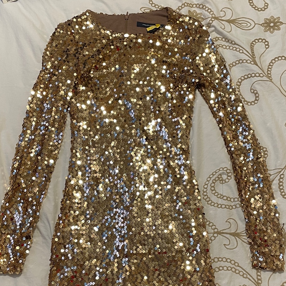 French Connection gold bronze Sequin dress